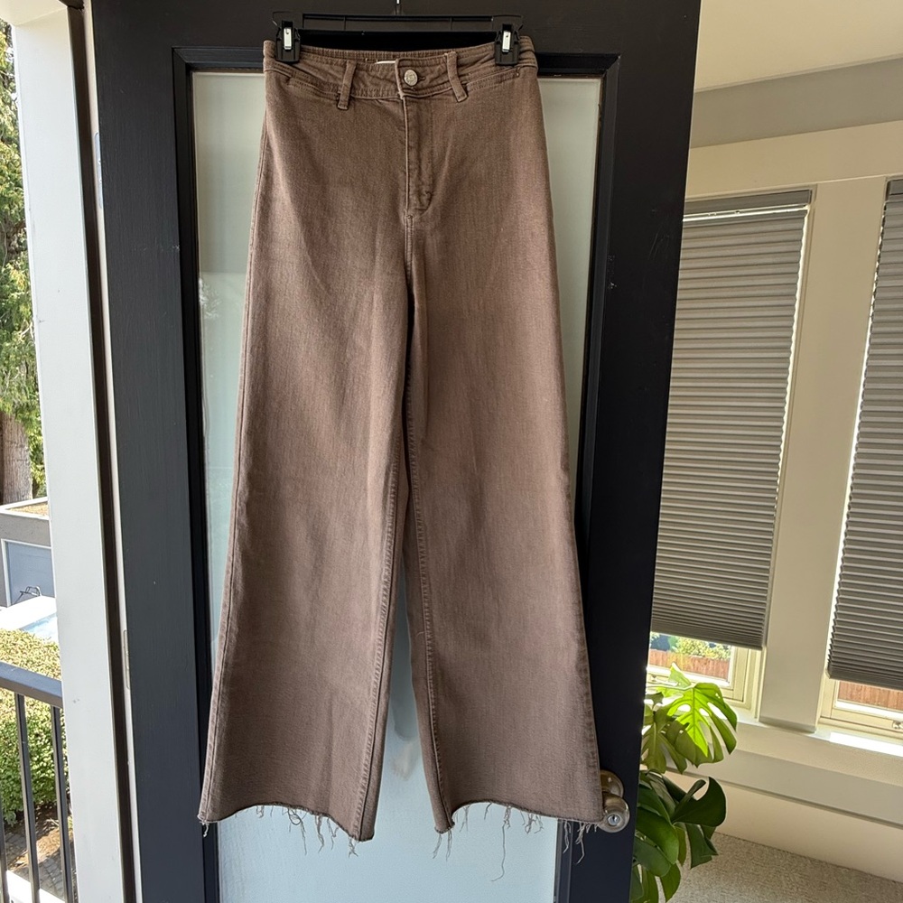 Mango Chocolate Brown Wide Leg Jeans